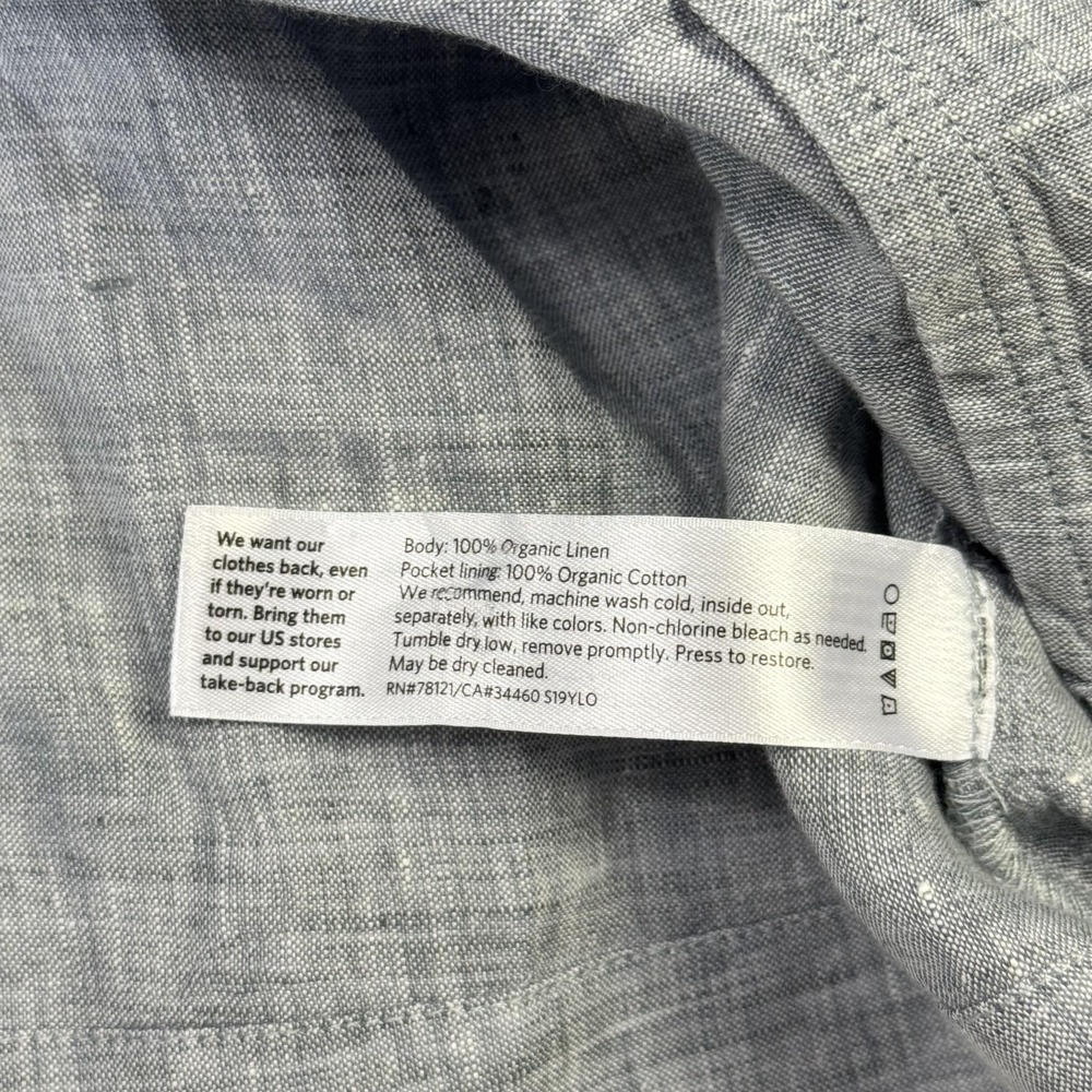 Eileen Fisher Linen Cotton Shirt Womens Large Gray Cropped Button-Up‎ Top - Picture 3 of 10